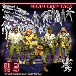 scout crew pack 2nd dynasty Tabletop Characters & Creatures Sci-Fi Universe miniatures sci-fi star character scifi tabletop starship type 28mm traveller 32mm courier officialtraveller 3d print model - Mito3D