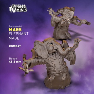 pre-supported elephant folk mage naga minis Tabletop Characters & Creatures Fantasy Universe mini rpg miniature dungeonsanddragons tabletop combat dnd anthropomorphic loxodon presupported animalfolk elephantfolk 3d print model - Mito3D