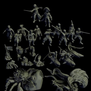 blighted privateers complete set pariahminiatures Tabletop Characters & Creatures Fantasy Universe Store zombie pirates 3d print model - Mito3D