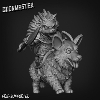 hedgehog corgi cavalry 3 goon master Tabletop Characters & Creatures Fantasy Universe animal beast creature cute dog forest mount wargaming miniature lord tabletop chibi dnd anthropomorphic fey hedge 3d print model - Mito3D