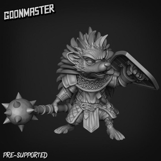hedgehog knight 2 goon master Tabletop Characters & Creatures Fantasy Universe animal beast creature cute fighter forest shield soldier wargaming warrior miniature lord chibi paladin dnd anthropomorphic fey hedge 3d print model - Mito3D