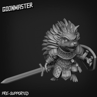 hedgehog knight 3 goon master Tabletop Characters & Creatures Fantasy Universe animal beast creature cute fighter forest shield soldier wargaming warrior miniature lord chibi paladin dnd anthropomorphic fey hedge 3d print model - Mito3D