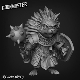 hedgehog knight 4 goon master Tabletop Characters & Creatures Fantasy Universe animal beast creature cute fighter forest shield soldier wargaming warrior miniature lord chibi paladin dnd anthropomorphic fey hedge 3d print model - Mito3D