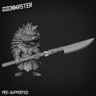 hedgehog spearman 1 goon master Tabletop Characters & Creatures Fantasy Universe animal beast creature cute fighter forest knight shield soldier wargaming warrior miniature lord chibi paladin dnd anthropomorphic fey hedge 3d print model - Mito3D