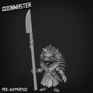 hedgehog spearman 2 goon master Tabletop Characters & Creatures Fantasy Universe animal beast creature cute fighter forest knight shield soldier wargaming warrior miniature lord chibi paladin dnd anthropomorphic fey hedge 3d print model - Mito3D