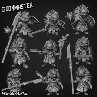 hedgehog bundle goon master Tabletop Characters & Creatures Fantasy Universe animal beast creature cute fighter forest knight shield soldier wargaming warrior miniature lord paladin dnd anthropomorphic fey hedge 3d print model - Mito3D