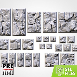 stony bases square txarli factory Tabletop accessories 3D Printable Terrain Fantasy fantasy game king lost old warhammer world workshop wars kingdom base age accesories forge titan rectangular 9th thematic 3d print model - Mito3D