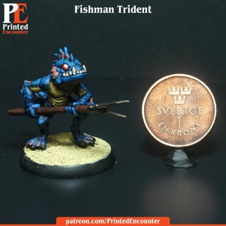 fishman trident printed encounter Tabletop Characters & Creatures Fantasy Universe mini rpg miniature tabletop dnd ttrpg fishmen 3d print model - Mito3D