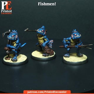fishmen pre-supported printed encounter Tabletop Characters & Creatures Fantasy Universe mini rpg miniature trident anchor tabletop net dnd fishman ttrpg harpoon 3d print model - Mito3D