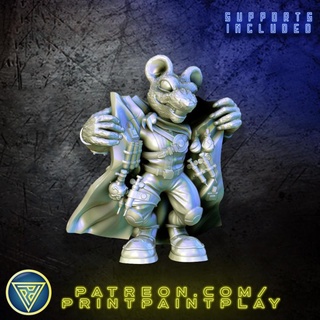 space ratfolk smuggler print paint play Tabletop Characters & Creatures Sci-Fi Universe Store alien roleplay rpg sci-fi character miniature rat mouse tabletop 32mm starfinder mousefolk ratman ysoki 3d print model - Mito3D