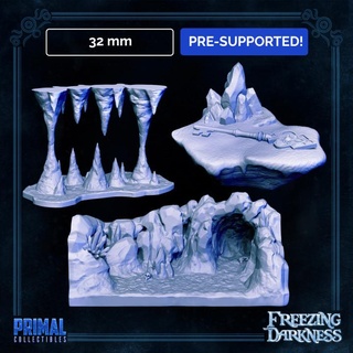 ice cave stalactite trap crystal key - freezing darkness masters dungeons quest primal collectibles Tabletop Characters & Creatures Fantasy Universe classic dragons furniture miniatures props memorabilia d&d cavern heroquest frozenhorror grute 3d print model - Mito3D