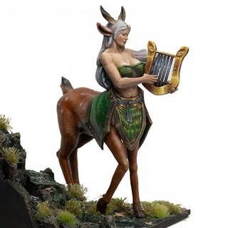 amphiona - armored version gilded lion miniatures Tabletop Characters & Creatures Fantasy Universe Store mythology centaur satyr faun harp centaurs bard lyre enchantress pre-support 3d print model - Mito3D