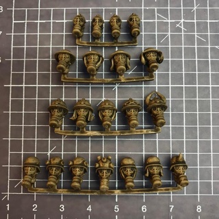 grim ww1 heads knucklebones miniatures Tabletop Characters & Creatures Historical Universe helmets brodie adrian gasmasks lastwar stahlhelm 3d print model - Mito3D