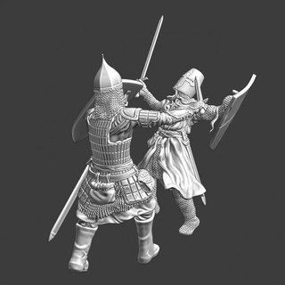 medieval duel novgorod warrior vs crusader knight northern crusades miniatures Tabletop Characters & Creatures Historical Universe printable battle figure model wargaming russian miniature death scene tabletop toysoldier lake medeival teutonic peipus 1241 3d print model - Mito3D