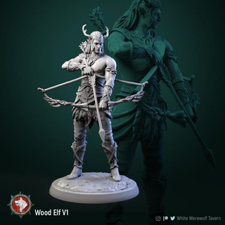 archer wood elf 1 32mm pre-supported white werewolf tavern Tabletop Characters & Creatures Fantasy Universe creature character boardgame tabletop wargame dnd pathfinder woodelf archerelf 3d print model - Mito3D