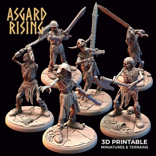 draugr undead skeleton warriors modular pre-supported asgard rising miniatures horror warrior zombie wight 3d print model - Mito3D