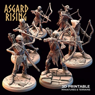 draugr undead skeleton archers modular pre-supported asgard rising miniatures archer zombie cursed wight bowman 3d print model - Mito3D
