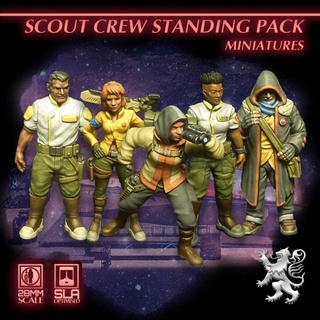 scout crew standing pack miniatures 2nd dynasty Tabletop Characters & Creatures Sci-Fi Universe sci-fi star character scifi tabletop type 28mm traveller 32mm courier officialtraveller 3d print model - Mito3D