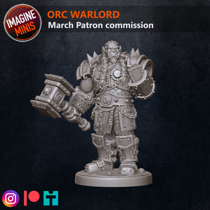 loyalty reward 03 months - orc warlord imagine minis Tabletop Characters & Creatures Fantasy Universe fighter rpg warhammer warrior male warcraft wow dnd pathfinder 32mm 5e dnd5e chieftain 3D print model - Mito3D