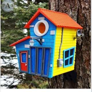 tooned birdhouse v20 pa1 Home & Garden Pets bird cute flowers funny garden home house nature wildlife patio colorful toon birhouse 3d print model - Mito3D