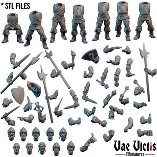 modular village guards pack pre-supported vae victis miniatures Tabletop Characters & Creatures Fantasy Universe fantasy rpg set weapons tabletop dnd heads supported 3d print model - Mito3D