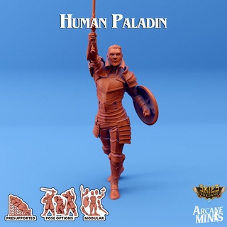 human paladin - merchant guilds arcane minis Store armor armour axe dragon dragons dungeons fighter helmet roleplay rpg shield sword magic blades blade steampunk swords dungeon chopper d&d dnd hatchet shields expansion 5e eberron crew presupported pre-supported arcanapunk magipunk magitech sordane supported skies 3d print model - Mito3D