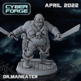 cyber forge island dr maneater titan miniatures jurassic leader mad orc rpg warhammer scientist commander doctor cyberpunk ogre butcher savage warboss 3d print model - Mito3D