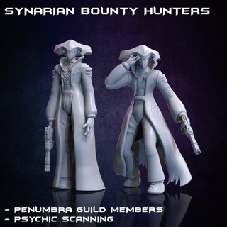 alien bounty hunters x2 - broken chip collection print minis Tabletop Characters & Creatures Sci-Fi Universe creature fighter sci-fi soldier character hunter assassin cyberpunk 3d print model - Mito3D