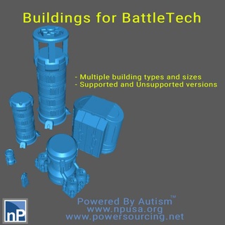 battletech edificio colección 01 marca querido mesa 3D imprimible terreno Sci Fi futurista juego robot mecha ciencia ficción mech larva moscardón 3d print model - Mito3D