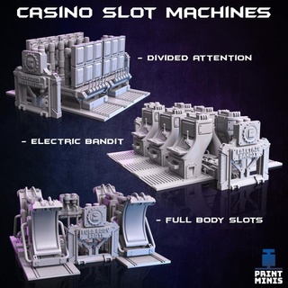 Kasino Spiele Slot Maschinen x3 gebrochen Chip Sammlung drucken Minis Tischplatte 3D druckbar Terrain Sci Fi Bar sci fi Cyberpunk Landschaft Glücksspiel Schlüssel 3d print model - Mito3D