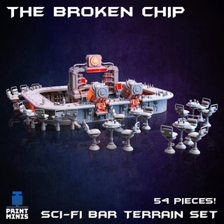 gebrochen Chip Bar Kit Sammlung drucken Minis Tischplatte 3D druckbar Terrain Sci Fi Trinken sci fi Getränke Cyberpunk Sitzplätze Landschaft Taverne 3d print model - Mito3D
