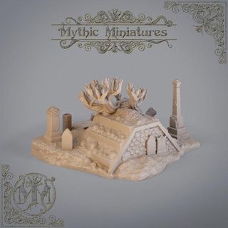 cripta esquecido mítico miniaturas loja tampo mesa 3D imprimível terreno fantasia túmulo grave cemitério dnd espalhar 3d print model - Mito3D