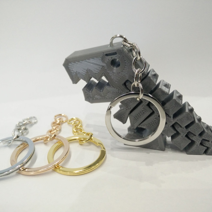 flessibile rex portachiavi nascosto ciclo continuo Mike bayer moda Accessori dino trex Portachiavi dinosauro 3D print model - Mito3D