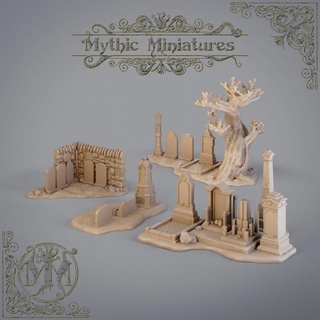 grave coleção mítico miniaturas loja tampo mesa 3D imprimível terreno fantasia túmulo enterro cemitério dnd sepulturas espalhar cemetria 3d print model - Mito3D