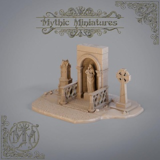 tombeau mère mythique miniatures table 3D imprimable terrain fantaisie statue calcul tombe cimetière dnd paysage dispersion prière 3d print model - Mito3D