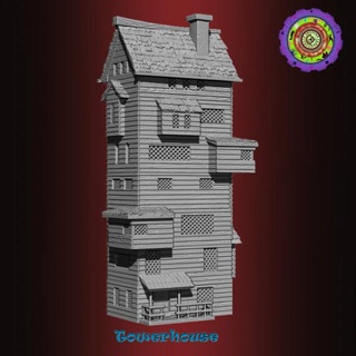 towerhouse c2dwellers Tabletop 3D Printable Terrain Fantasy house medieval rpg terrain tower build module tabletop stack d&d dnd 3d print model - Mito3D