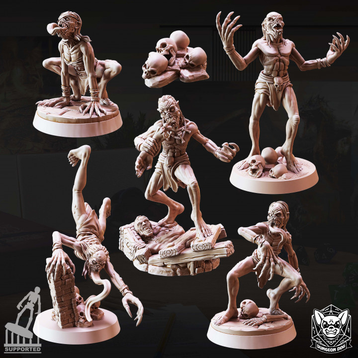 ghoul bundle dungeon dog creature undead zombie evil dungeonsanddragons zombies dnd ghouls dsa ghoule 3D print model - Mito3D