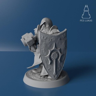 dwarf cleric pes lukas Tabletop Characters & Creatures Fantasy Universe hero light miniature priest gnome dungeon d&d heal dnd class healer pathfinder darklight 3d print model - Mito3D