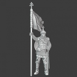 medieval kyiv warrior - banner northern crusades miniatures Tabletop Characters & Creatures Historical Universe axe battle cross knight soldier wargaming flag tabletop toysoldier 28mm 3d print model - Mito3D