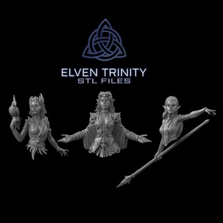 elven trinity bust pack ouroboros miniatures Tabletop Characters & Creatures Fantasy Universe Store Fan Art Busts fantasy figurines scalemodels miniaturepainting busts pre-supported supported artminiatures 3d print model - Mito3D