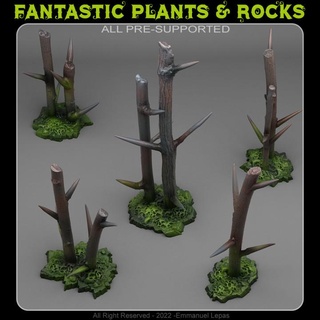 pointy dangerous trees fantastic plants rocks Tabletop 3D Printable Terrain Fantasy Sci-Fi terrain resin emmanuel tribe & lepas supported 3d print model - Mito3D