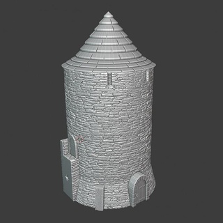 grande medieval redondo torre modular castillo sistema Norte cruzadas miniaturas mesa caracteres criaturas histórico universo 3D imprimible terreno modelo juego guerra techo 28mm paisaje báltico estable 3d print model - Mito3D