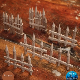 palisade gothic things Tabletop 3D Printable Terrain Fantasy wood fences 3d print model - Mito3D