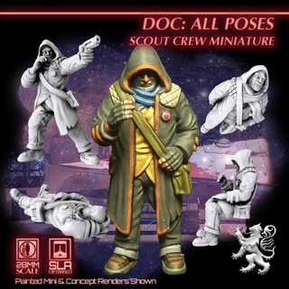 doc poses - scout crew miniature 2nd dynasty Tabletop Characters & Creatures Sci-Fi Universe miniatures sci-fi star scifi tabletop type 28mm traveller 32mm traveler courier officialtraveller 3d print model - Mito3D
