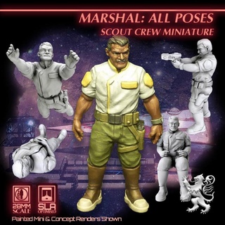 marshal poses - scout crew miniature 2nd dynasty Tabletop Characters & Creatures Sci-Fi Universe miniatures sci-fi star scifi tabletop type 28mm traveller 32mm traveler courier officialtraveller 3d print model - Mito3D