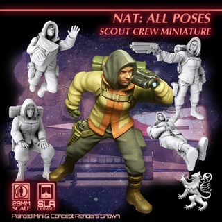 nat poses - scout crew miniature 2nd dynasty Tabletop Characters & Creatures Sci-Fi Universe miniatures sci-fi star scifi tabletop type 28mm traveller 32mm traveler courier officialtraveller 3d print model - Mito3D