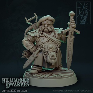 hillhammer dwarves highlander titan forge miniatures battle fantasy hero leader wargames warhammer imperial champion cannon engineer mechanic 9th marksman 3d print model - Mito3D