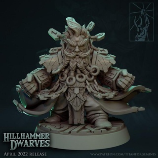 hillhammer dwarves runelord titan forge miniatures battle dragons dungeons fantasy leader miniatures rpg warhammer character champion mage dwarf rune forge general titan dwarves hillhammer runelord  3d print model - Mito3D