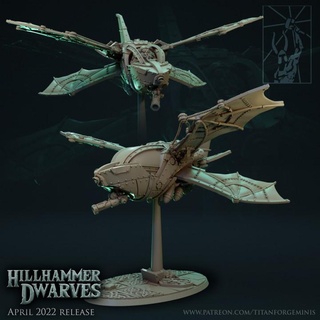 hillhammer dwarves ornicopter titan forge miniatures battle fantasy fast machine miniatures rpg warhammer cannon flying engineer dwarf slayer forge gyrocopter titan warmachine dwarves hillhammer ornicopter  3d print model - Mito3D