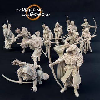 watchers mona'firth - miniatures set presupported printing goes ever Store archer elf fantasy human mini spear wargaming warhammer hunter miniature lotr bow tabletop ranger pack north scout rogue 28mm dnd squad group bundle tracker cloak frostgrave skirmish vanguard 5e trapper warband pre-supported skirmisher statblock outrider 3d print model - Mito3D